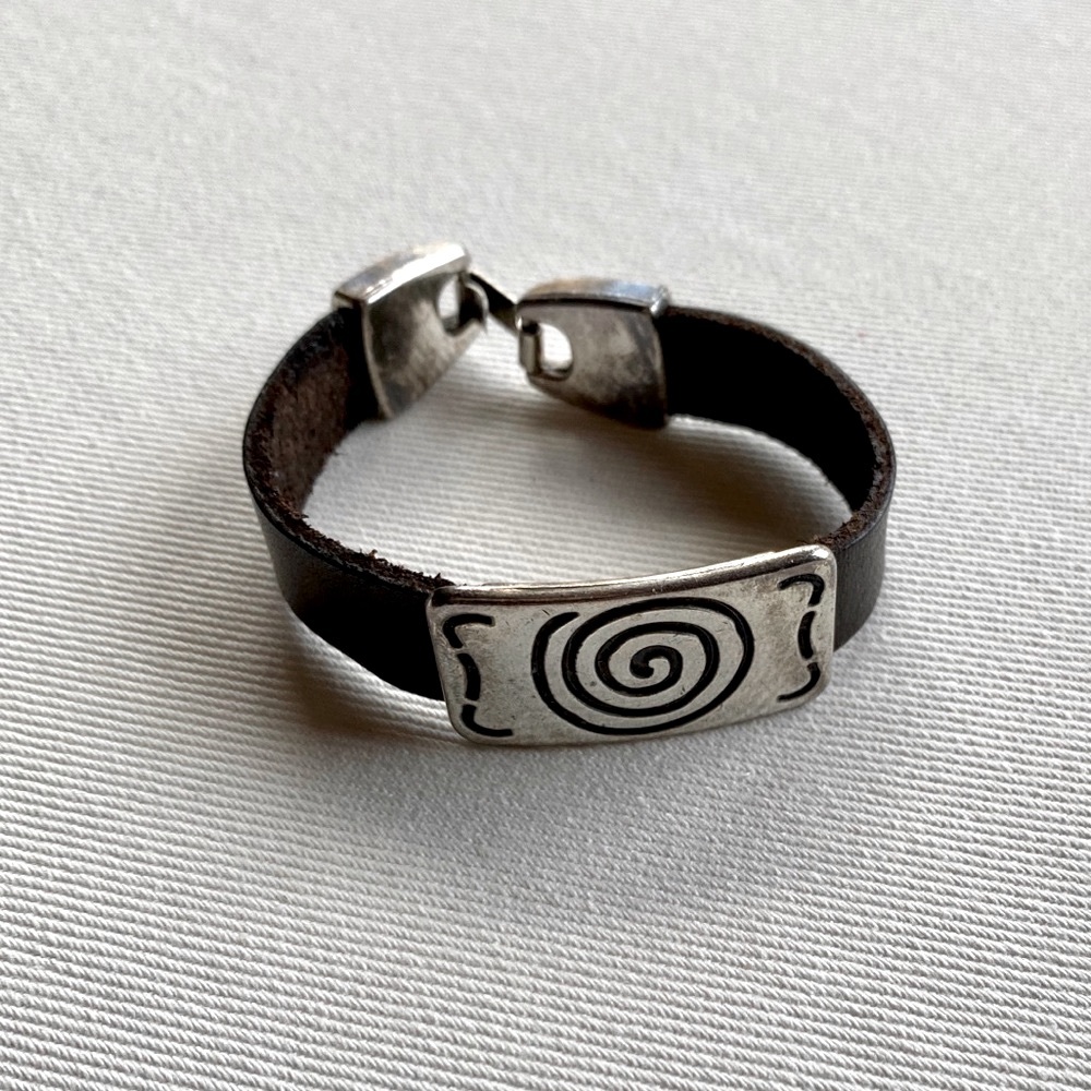 Silver And Leather Bracelet From LF in Los Angeles